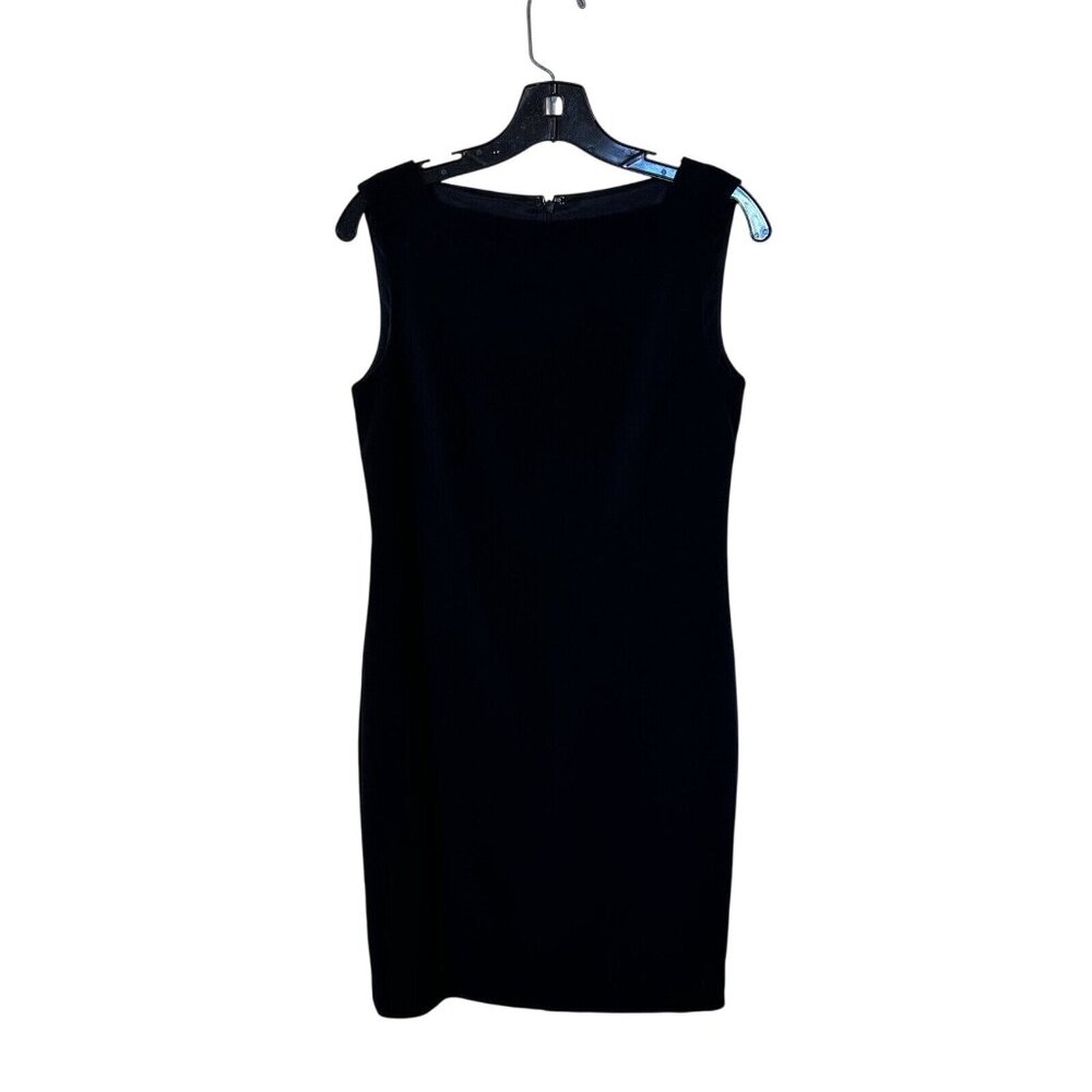 Ann Taylor Black Minimalist Knee Length Square Neck Sleeveless Dress 6 Petite